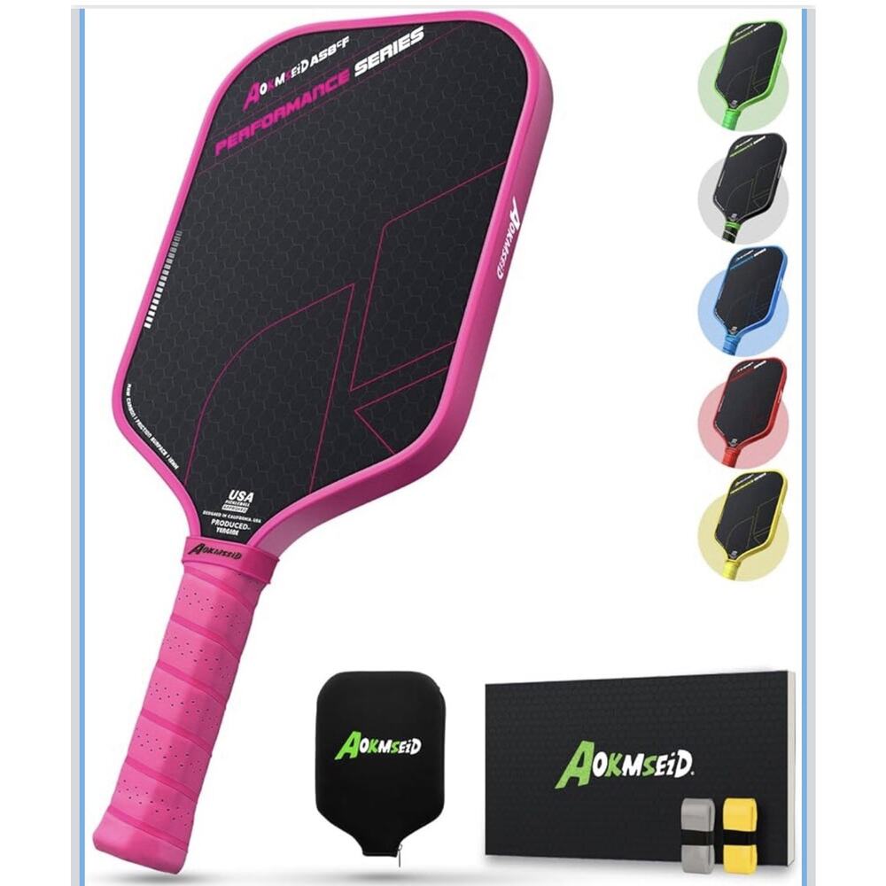 Aokmseid Performance Series Pickleball Paddle - Toray T700 Raw Carbon Fiber Pink